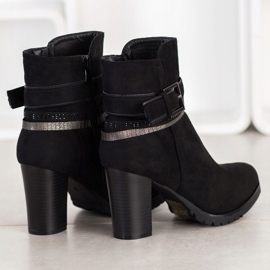Queentina Botines de ante elegantes negro plata 1