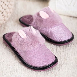 Bona Zapatillas de purpurina con daño violeta 1