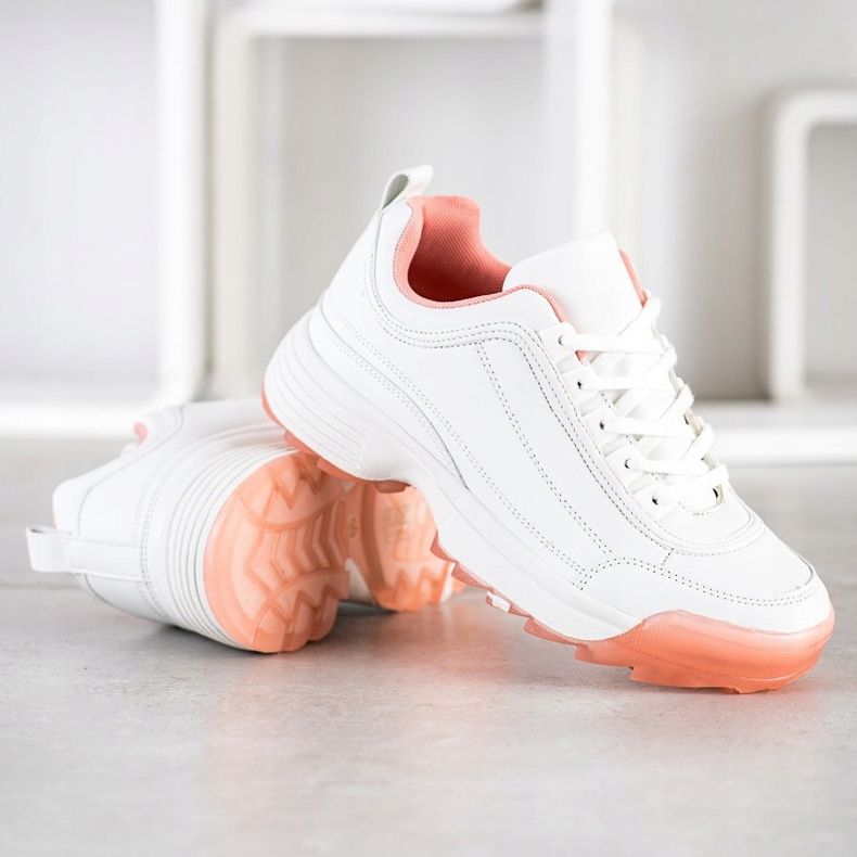 Kylie Zapatillas de moda blanco rosado 1