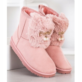 Queentina Mukluki cálido con adorno rosa 2