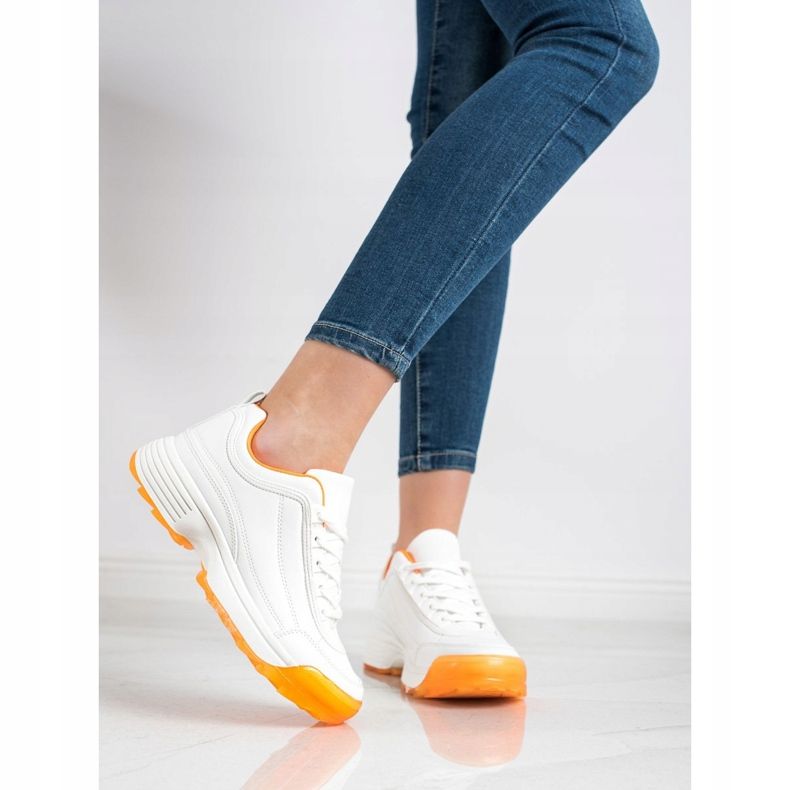 Kylie Zapatillas de moda blanco naranja 1
