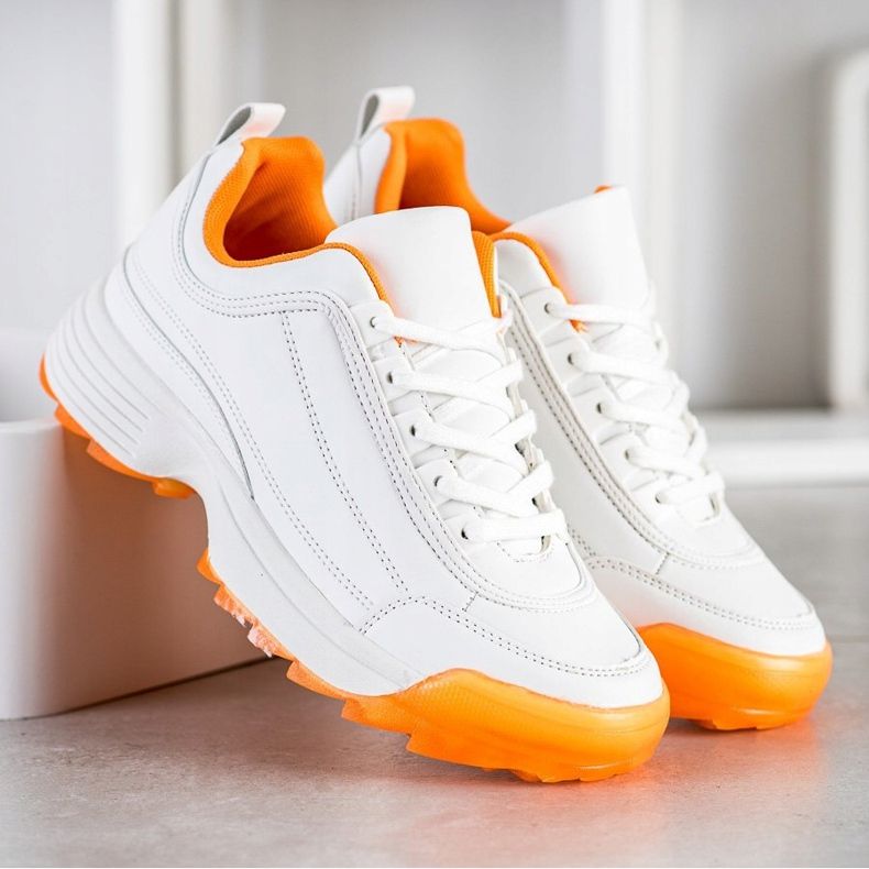 Kylie Zapatillas de moda blanco naranja 2