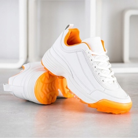 Kylie Zapatillas de moda blanco naranja 3