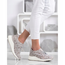 Goodin Zapatillas de cuero con estilo beige marrón dorado 1