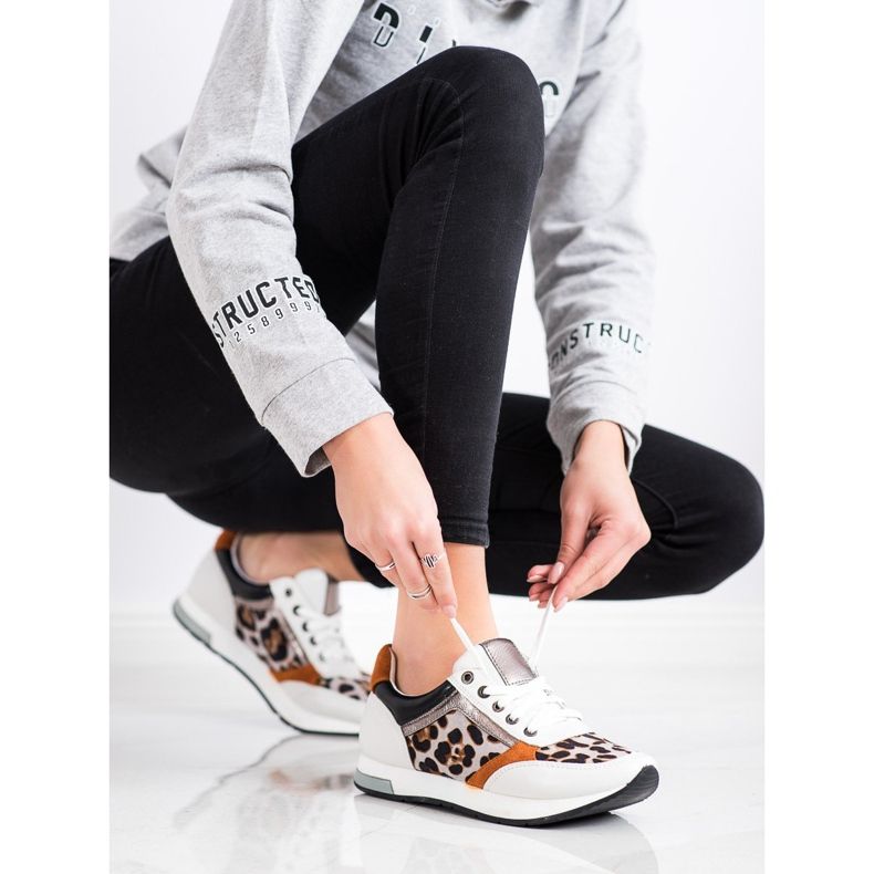 Kylie Zapatillas de moda beige blanco marrón naranja dorado 1