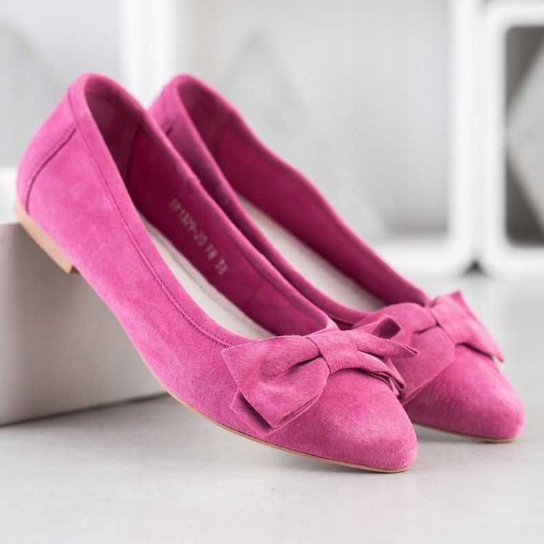 Filippo Bailarina de cuero con lazo rosado 1 Filippo Bailarina de cuero con lazo rosado 1