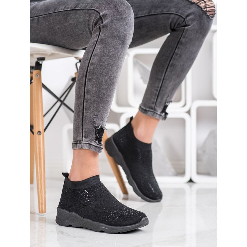 Goodin Slipons negros con cristales 2 Goodin Slipons negros con cristales 2