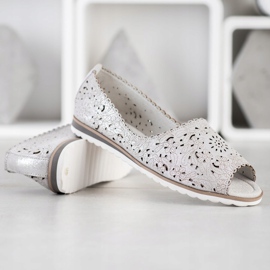 Bailarinas VINCEZA de piel plata gris 2