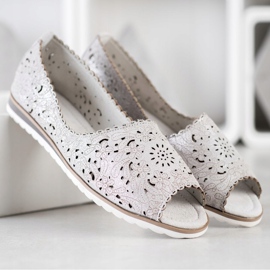 Bailarinas VINCEZA de piel plata gris 3