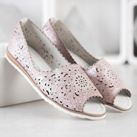 Bailarinas VINCEZA de piel rosado plata 1