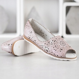 Bailarinas VINCEZA de piel rosado plata 2
