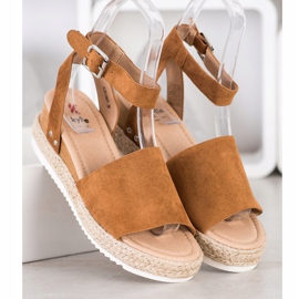 Kylie Sandalias de cuña camel marrón 2