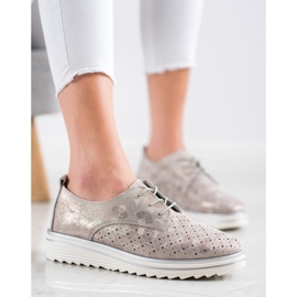 Kylie Brogues de cuero en la plataforma beige marrón 1