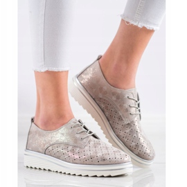Kylie Brogues de cuero en la plataforma beige marrón 4