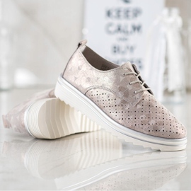 Kylie Brogues de cuero en la plataforma beige marrón 3