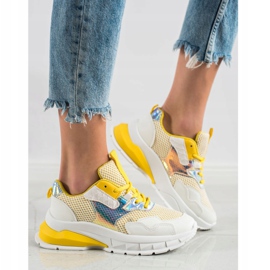 SHELOVET Zapatillas de moda blanco multicolor amarillo 2 SHELOVET Zapatillas de moda blanco multicolor amarillo 2