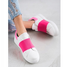 SHELOVET Zapatos sin cordones con banda elástica blanco rosado 1