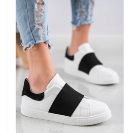 SHELOVET Zapatos sin cordones con banda elástica blanco negro 1