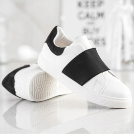 SHELOVET Zapatos sin cordones con banda elástica blanco negro 4