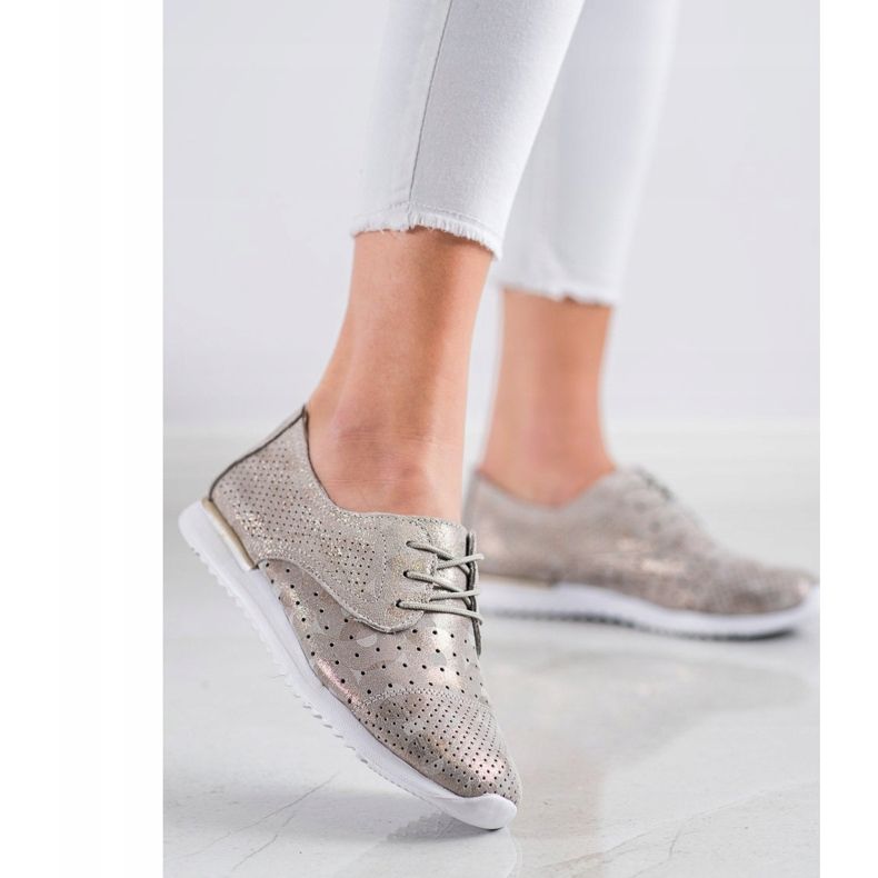 Kylie Zapatos de piel calada marrón multicolor 1