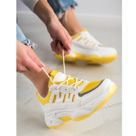 SHELOVET Zapatillas cómodas con malla blanco gris amarillo 1