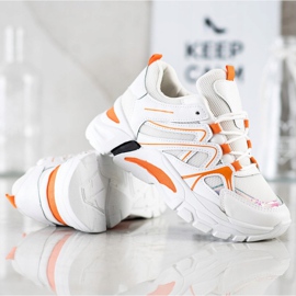 SHELOVET Zapatillas con aplicación naranja blanco 4