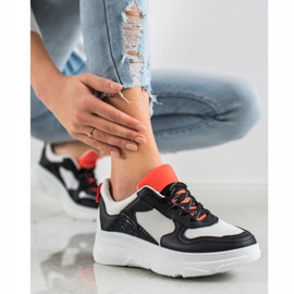 SHELOVET Zapatillas casual de cuero ecológico blanco negro 3