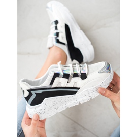SHELOVET Zapatillas con plataforma decorativa blanco negro gris 1