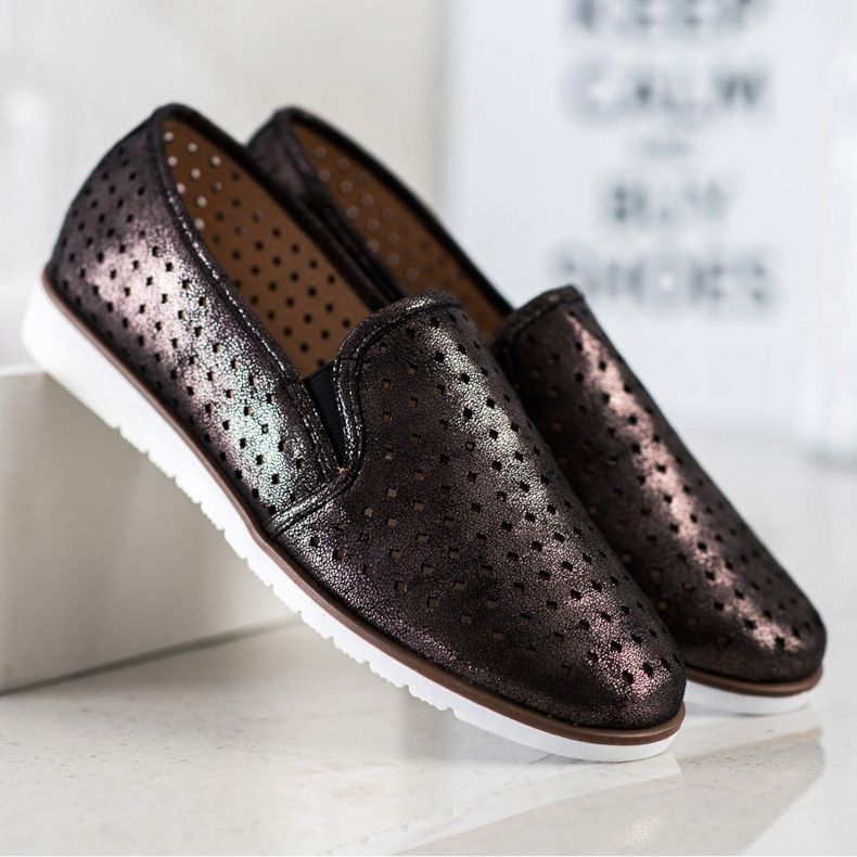 Kylie Slipons calados brillantes marrón 1