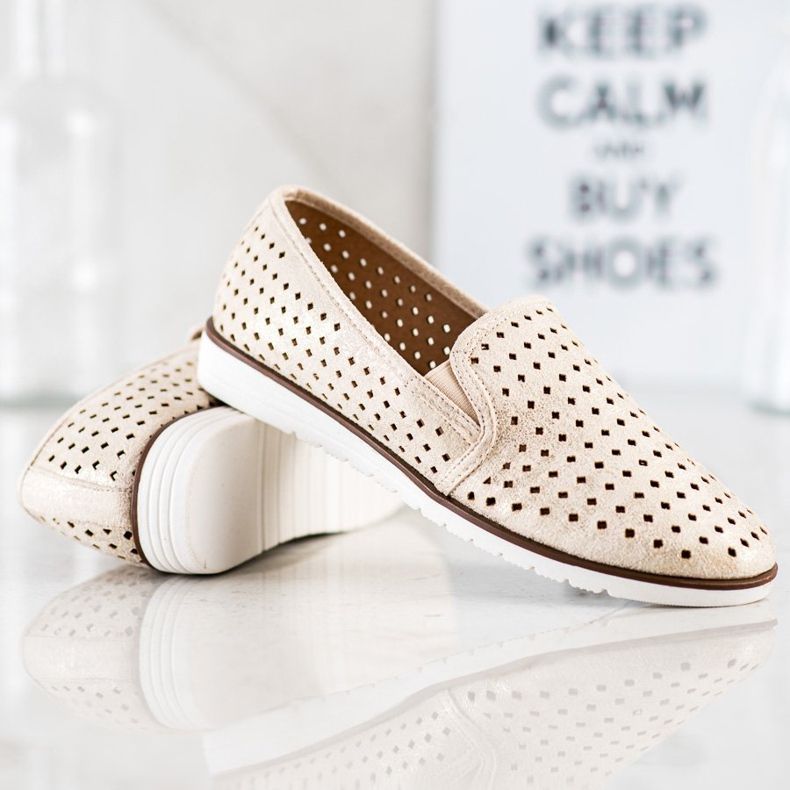 Kylie Slipons calados brillantes dorado 1