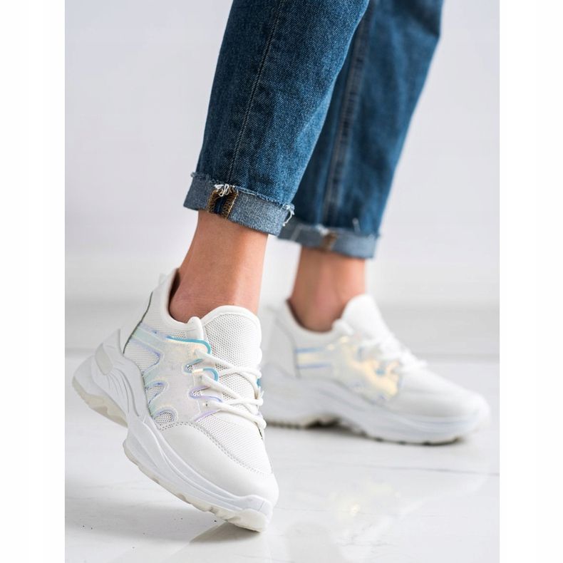 SHELOVET Zapatillas Primavera Con Efecto Holo blanco 2