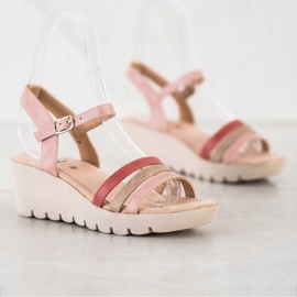 Kylie Sandalias de cuña beige rosado 1