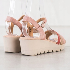 Kylie Sandalias de cuña beige rosado 4