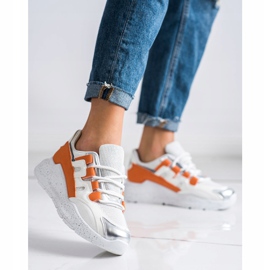 Ideal Shoes Zapatillas con aplicación naranja blanco 2