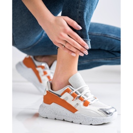 Ideal Shoes Zapatillas con aplicación naranja blanco 3