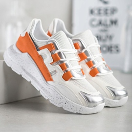 Ideal Shoes Zapatillas con aplicación naranja blanco 1