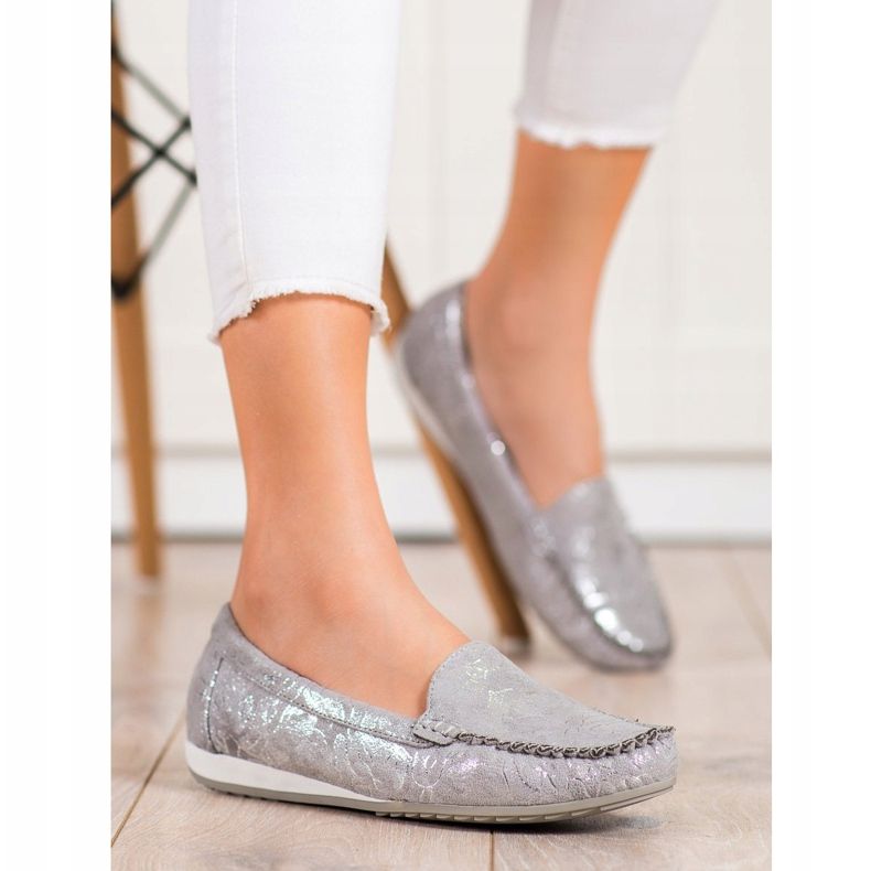 Goodin Mocasines con estilo brillante gris 1 Goodin Mocasines con estilo brillante gris 1