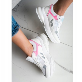 SHELOVET Zapatillas en la plataforma con malla blanco rosado 1
