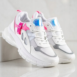 SHELOVET Zapatillas en la plataforma con malla blanco rosa 2