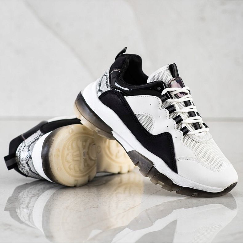 Ideal Shoes Zapatillas en la plataforma negra blanco 2