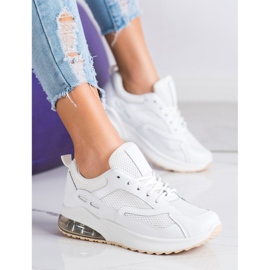 SHELOVET Zapatillas blancas con malla blanco 4