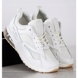 SHELOVET Zapatillas blancas con malla blanco 3