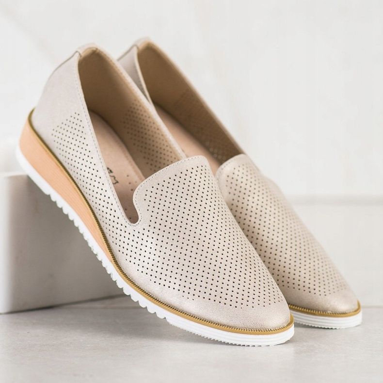 Goodin Señores de cuero calados dorado 2