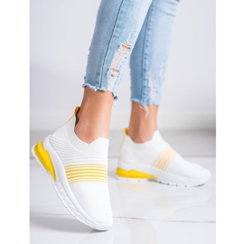 SHELOVET Zapatillas de primavera caladas blanco amarillo 1