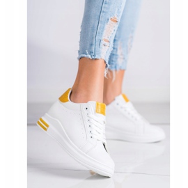 Ideal Shoes Zapatillas Spring Wedge blanco amarillo 4
