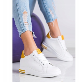 Ideal Shoes Zapatillas Spring Wedge blanco amarillo 1