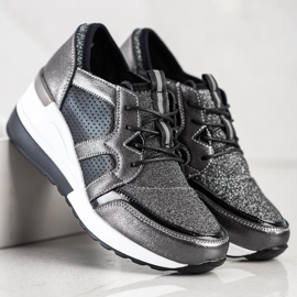 Zapatillas VINCEZA de piel brillante negro plata 3