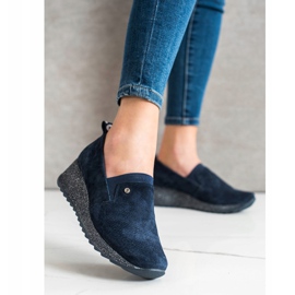 Filippo Zapatos de brocado de piel azul marino 3