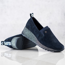 Filippo Zapatos de brocado de piel azul marino 4