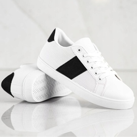 SHELOVET Deportivas caladas con piel ecológica blanco 2